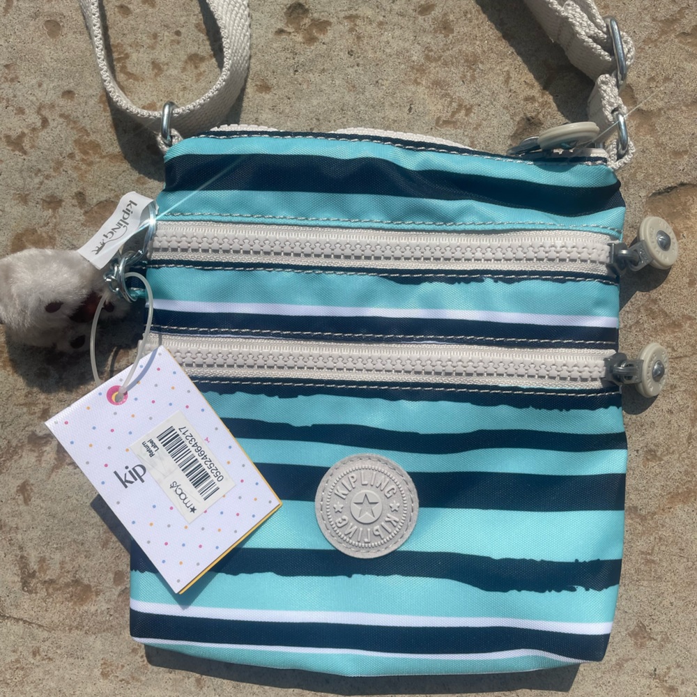NWT Kipling spectacle stripe blue/teal crossbody bag 💙
